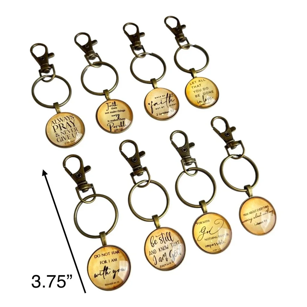 Inspirational Tone Key Chain Scripture Charm 3.75